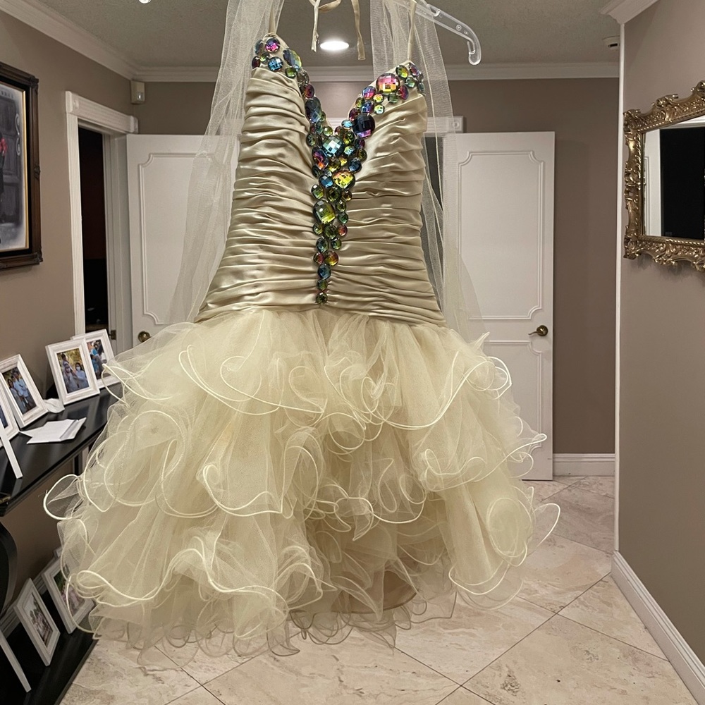 Champagne short cocktail homecoming dress